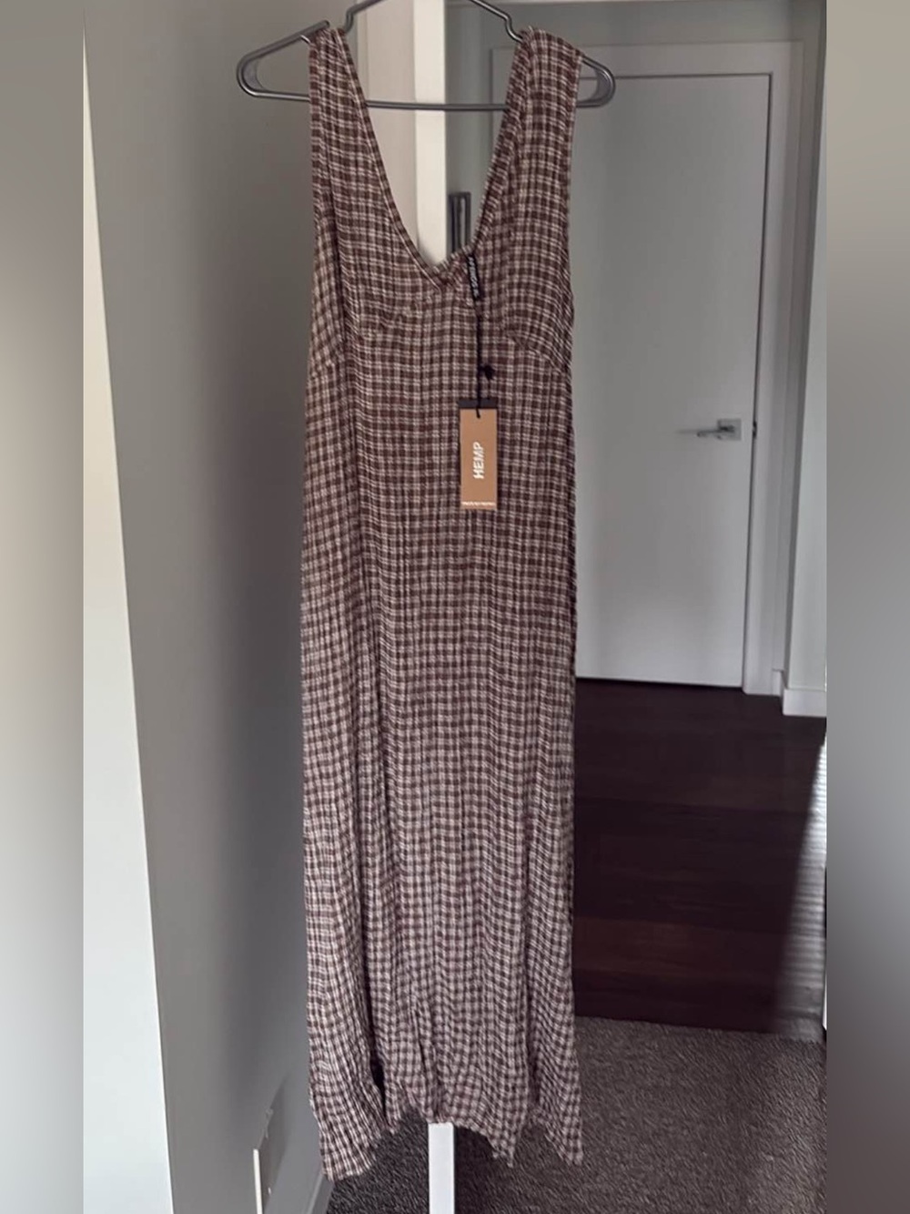 Afends Brown checkered dress